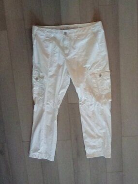 Rosner White Casual Utility Pants Cora Sporty Stitch Size US 12